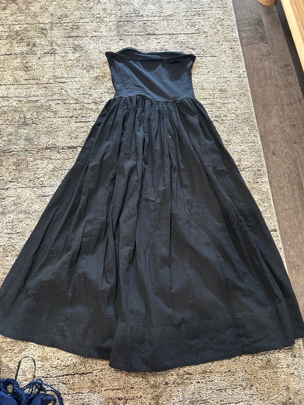 Black Pleated strapless dress
